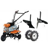 Benzínový ručný kultivátor 8HP motor 2+1 rýchlosti + pluh na jarkovanie + pluh na oranie + prepravné gumené kolesá