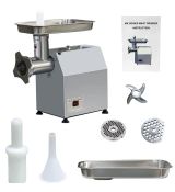 Výkonný elektrický mlynček na mäso CAMPION 4500W motor, 7,5kg/min., 2 sitá, náhradný nôž, spätný chod